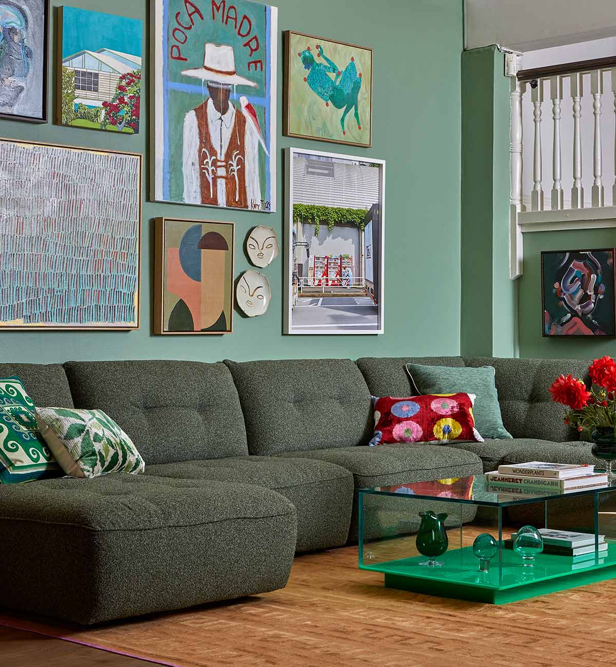 Roommate Sofa - 5 Piece L-Shape + Chaise + Ottoman In Forest - Image 2