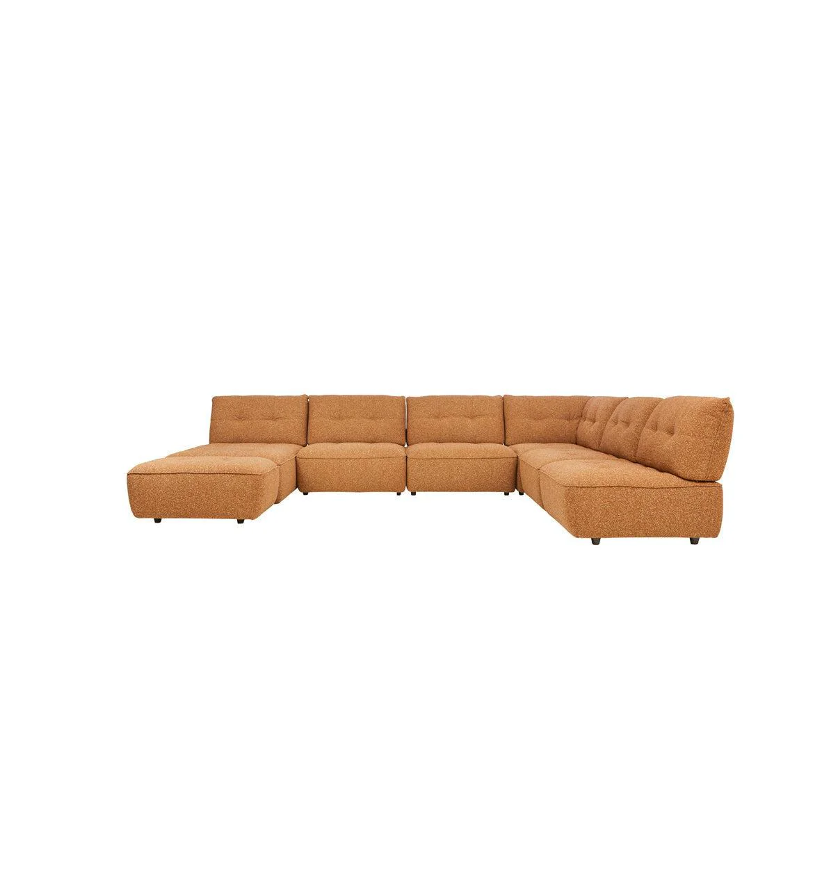 Roommate Sofa - 5 Piece L-Shape + Chaise + Ottoman In Ginger
