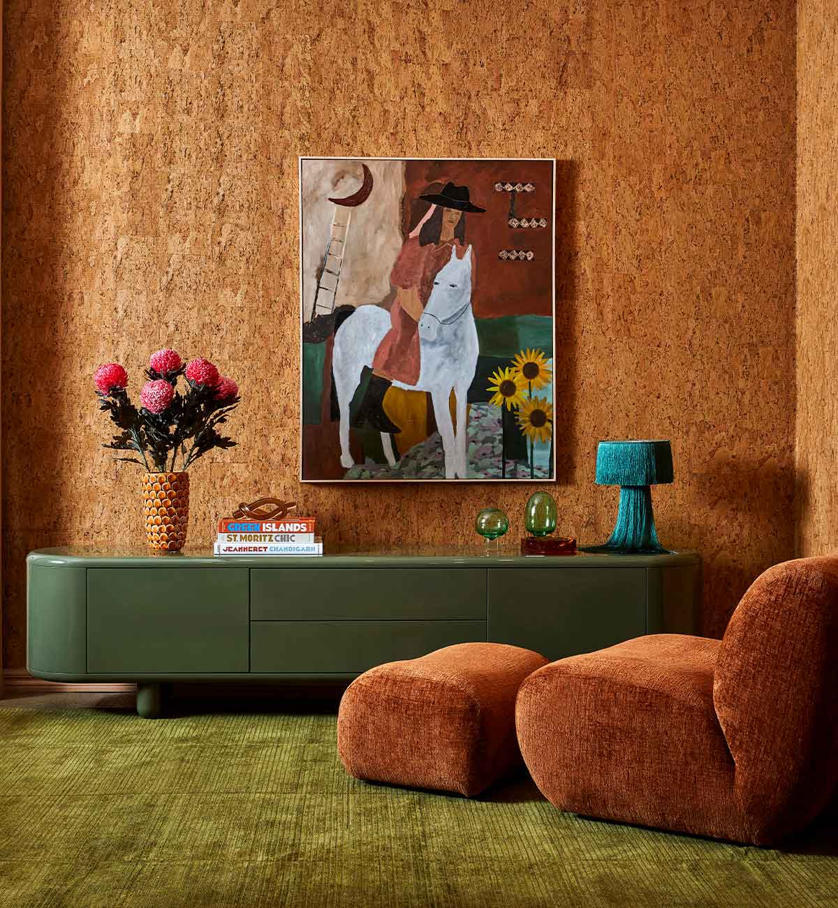 Apollo Glossy Entertainment Unit in Olive - Image 2