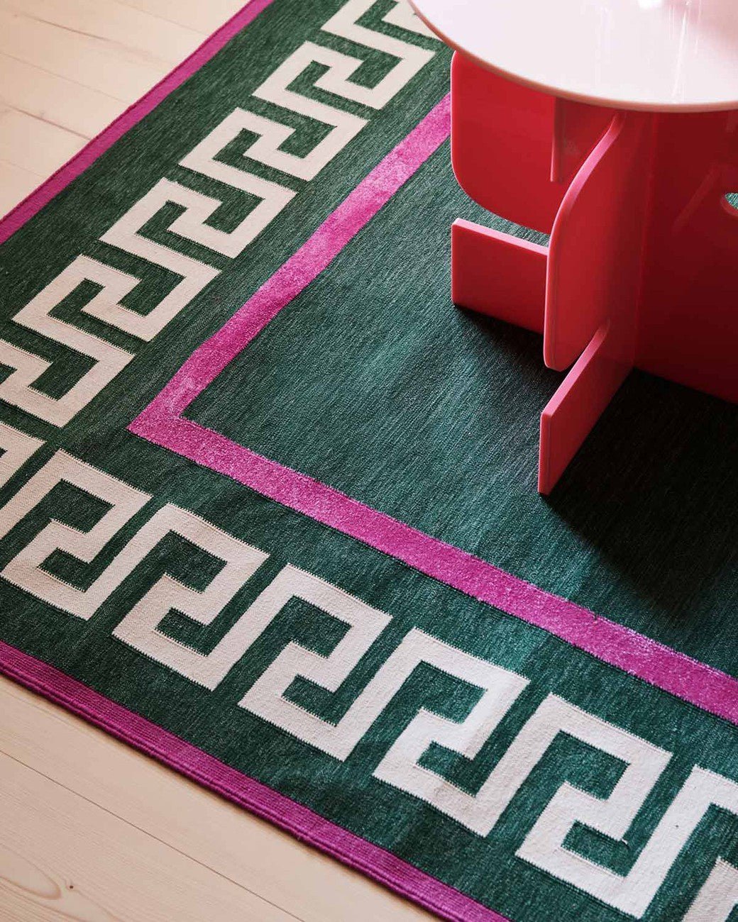 Athina Dhurrie In Forest & Fuchsia - Image 3