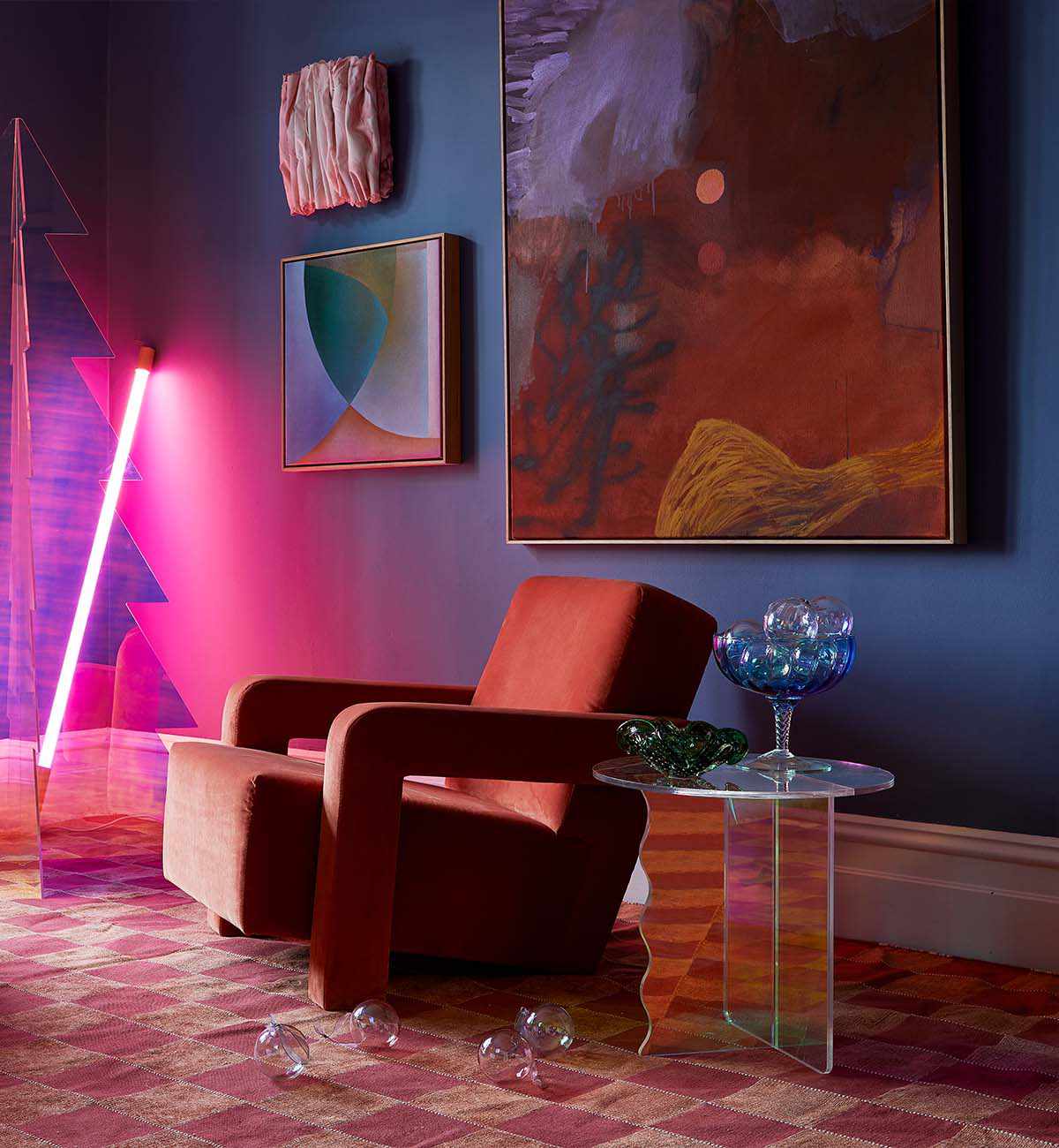 Betsy Armchair In Tangerine Velvet - Image 3