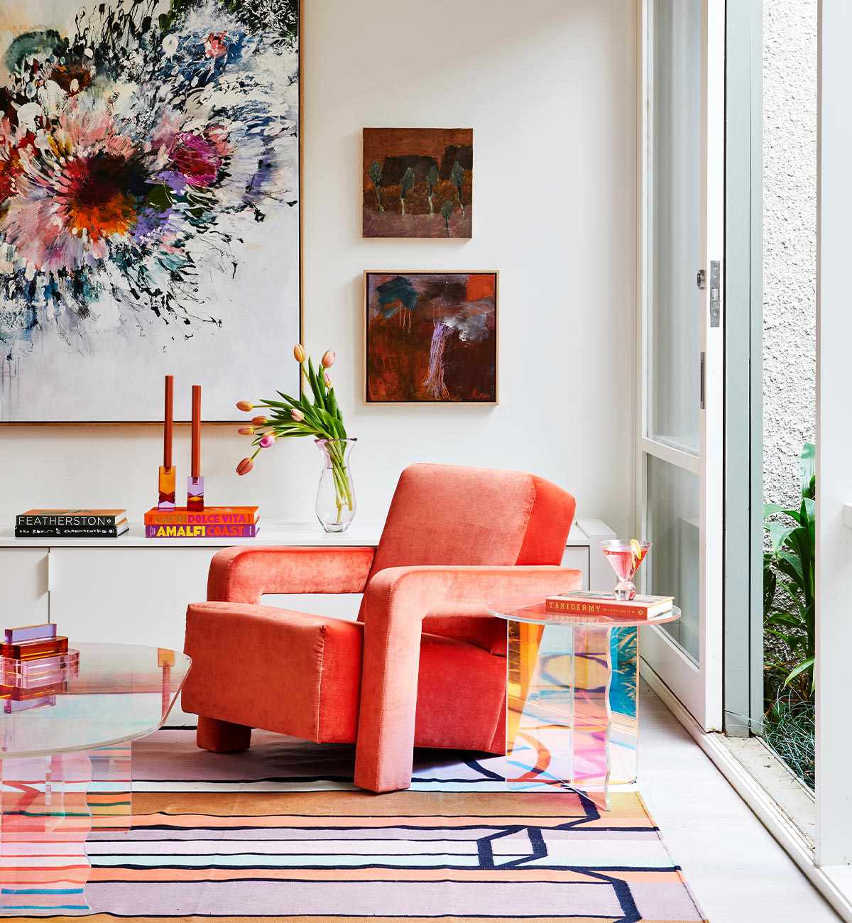 Betsy Armchair In Tangerine Velvet - Image 4