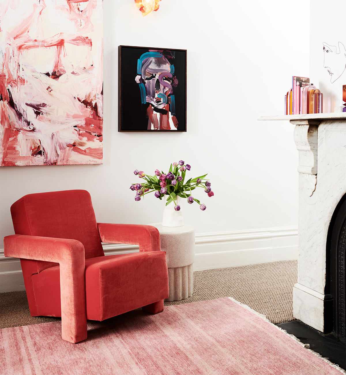 Betsy Armchair In Tangerine Velvet - Image 5