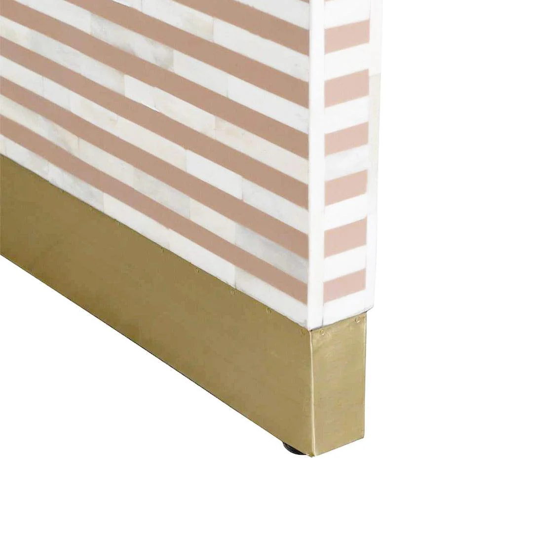 Bone Inlay 1-Drawer Curved Bedside In Almond - Image 4