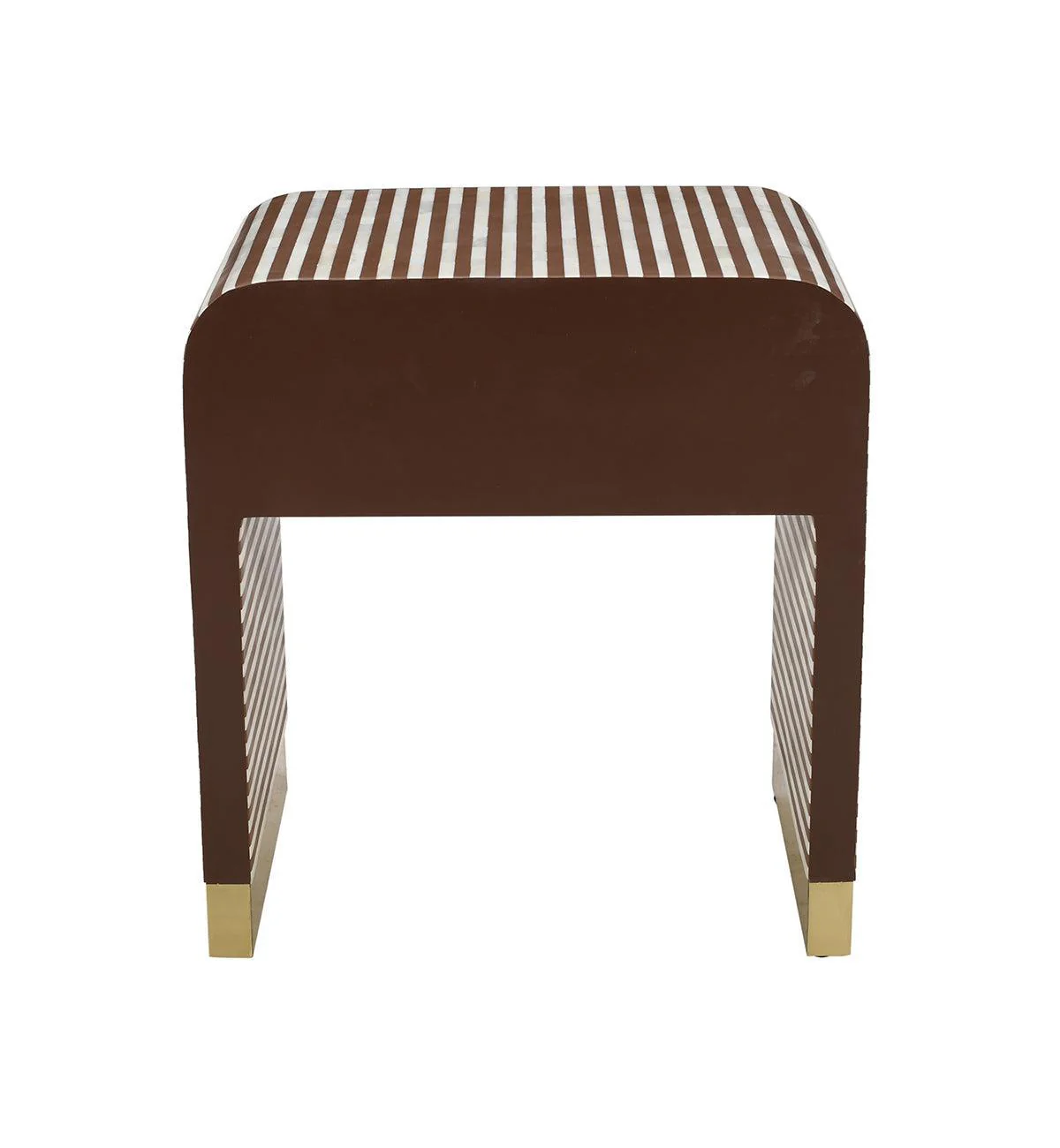 Bone Inlay 1-drawer Curved Bedside In Chocolate - Image 6