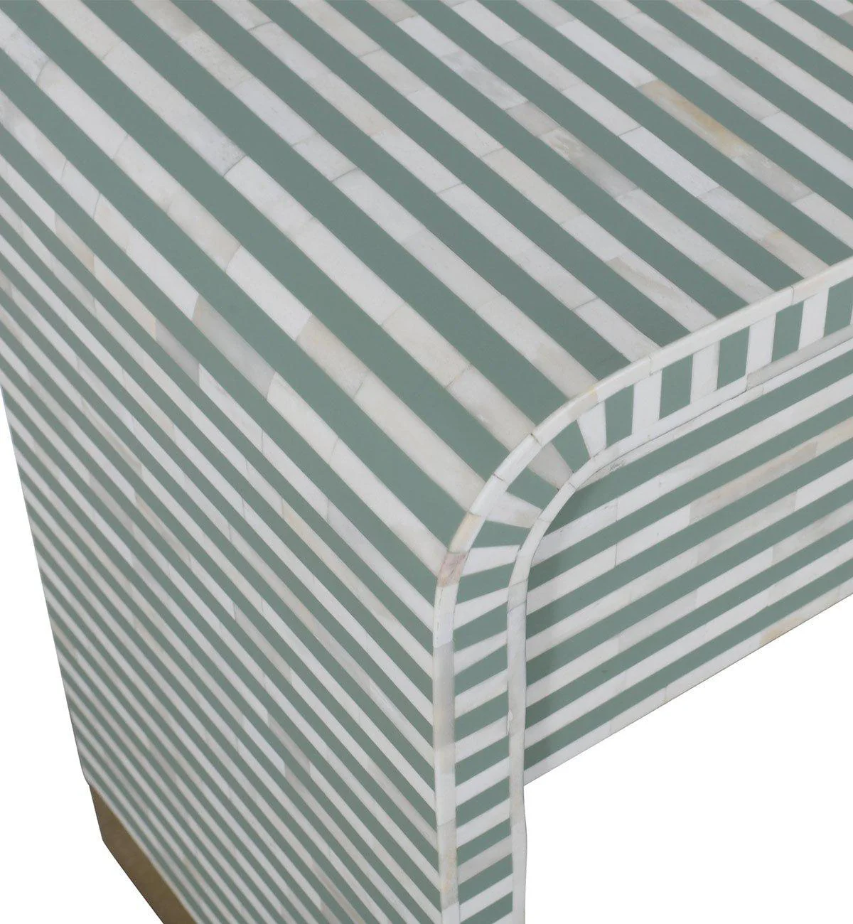 Bone Inlay 1-Drawer Curved Bedside In Pistachio - Image 3