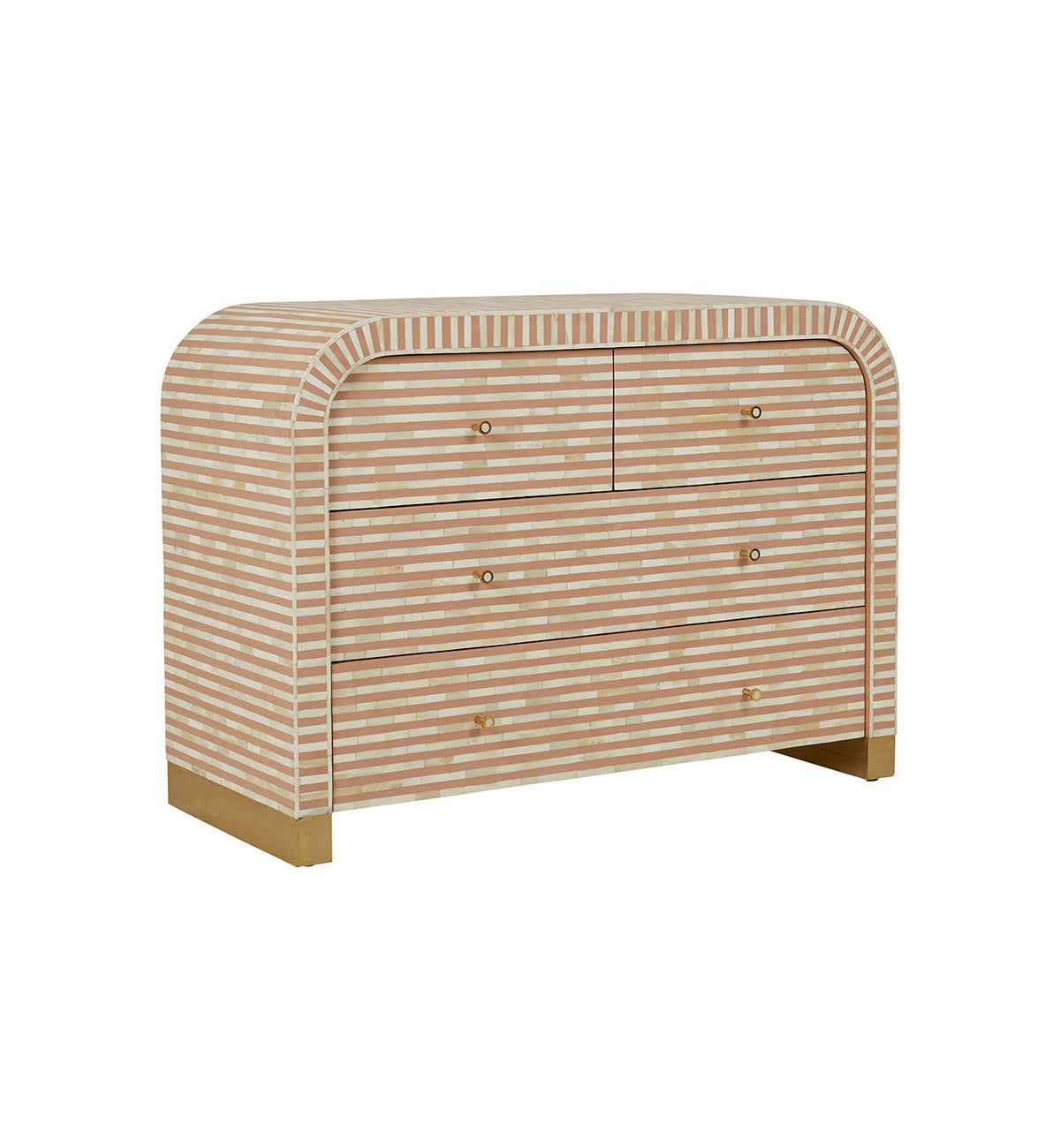 Bone Inlay Curved 4-Drawer Commode In Almond - Image 6