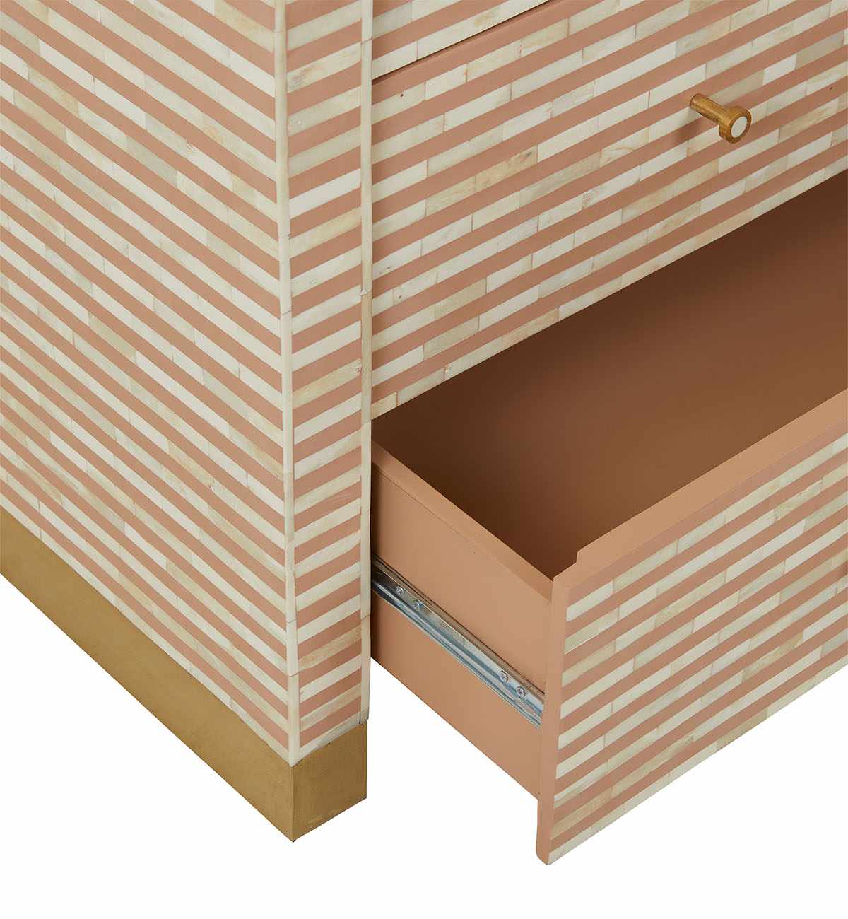 Bone Inlay Curved 4-Drawer Commode In Almond - Image 7