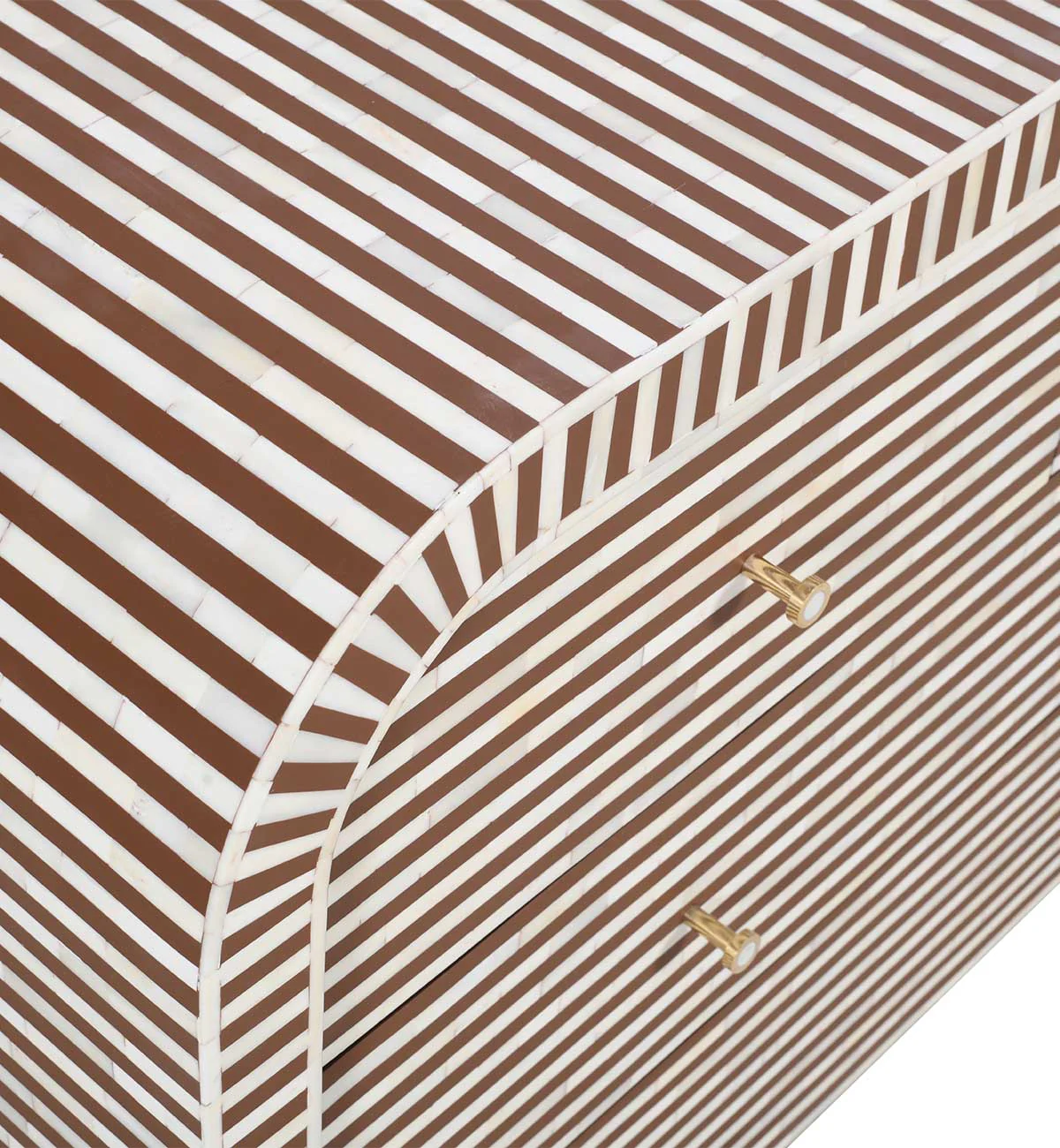 Bone Inlay Curved 4-drawer Commode In Chocolate - Image 4