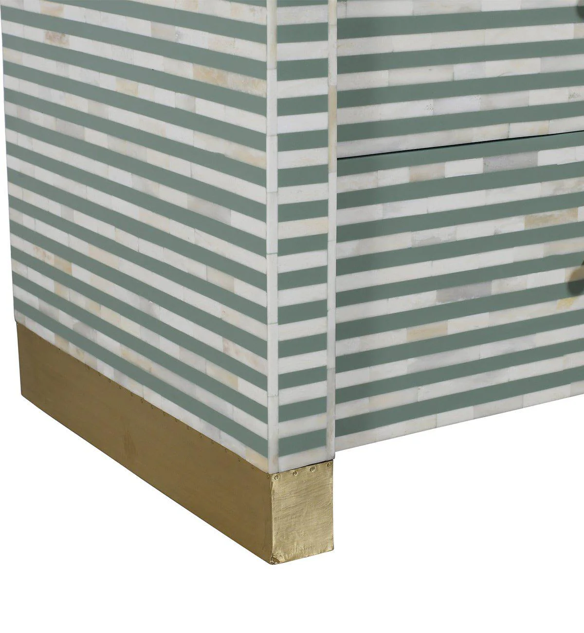 Bone Inlay Curved 4-Drawer Commode In Pistachio - Image 4