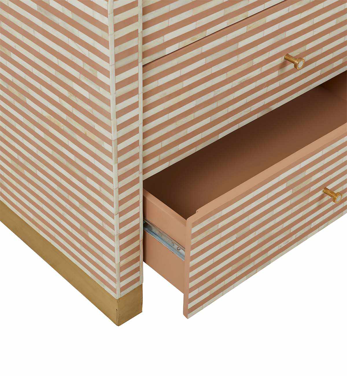 Bone Inlay Curved 7-Drawer Commode In Almond - Image 5