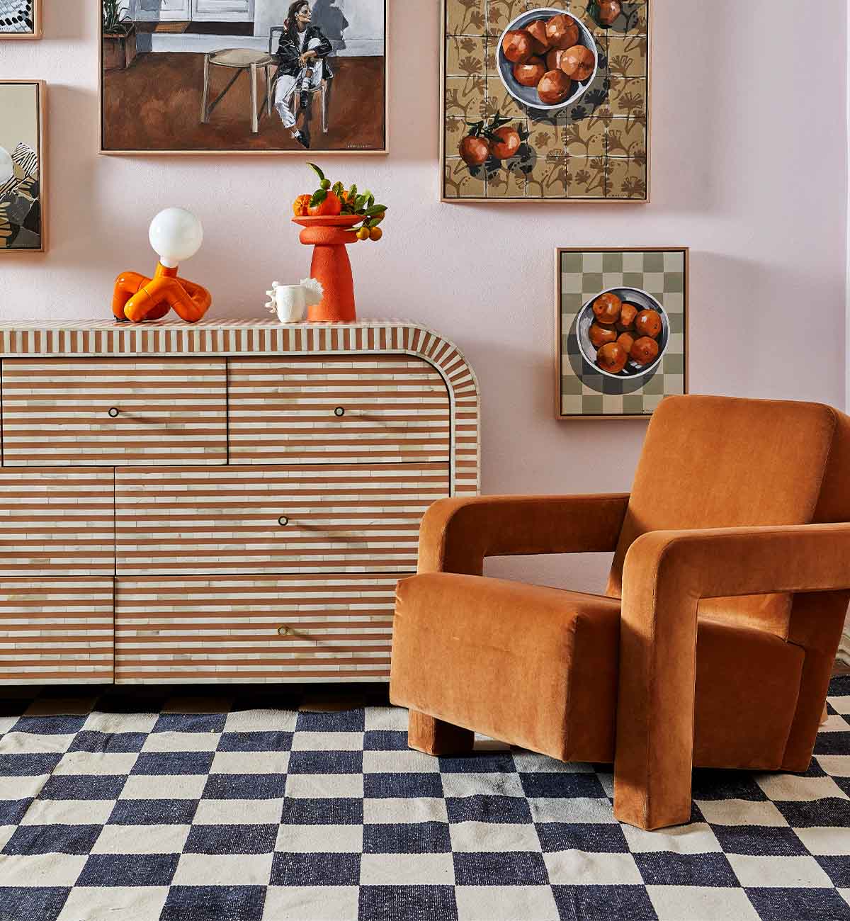 Bone Inlay Curved 7-Drawer Commode In Almond - Image 7