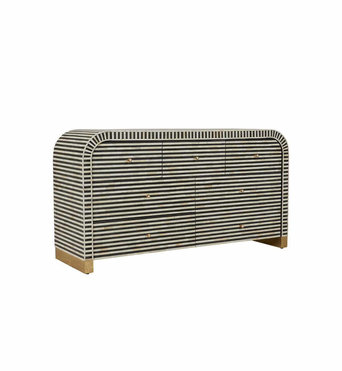 Bone Inlay Curved 7-Drawer Commode In Black - Image 3