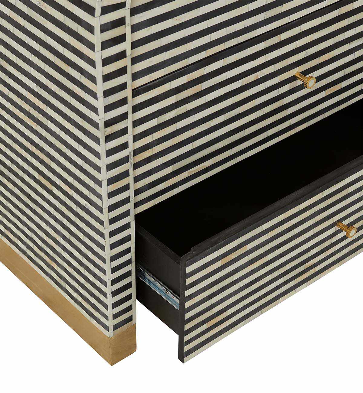 Bone Inlay Curved 7-Drawer Commode In Black - Image 4