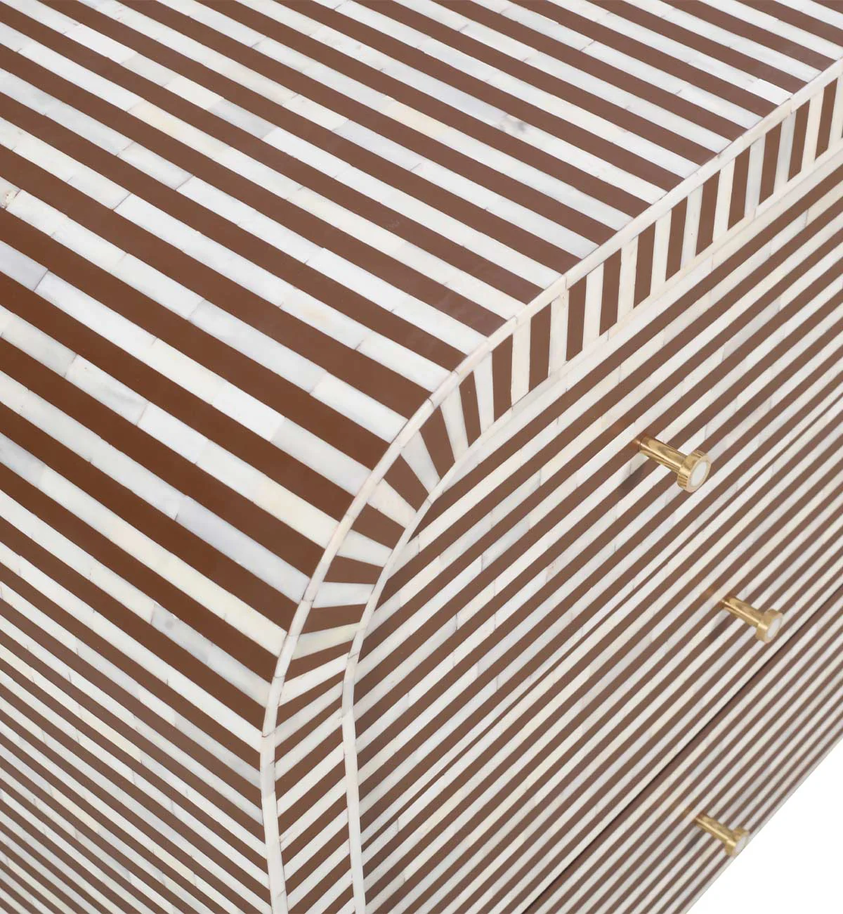 Bone Inlay Curved 7-drawer Commode In Chocolate - Image 2