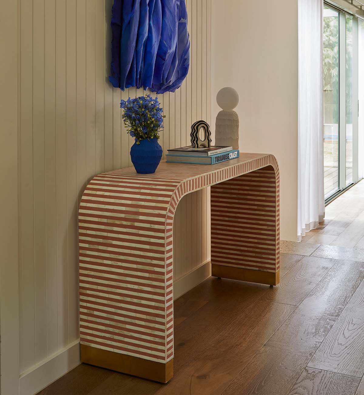 Bone Inlay Curved Console In Almond - Image 3