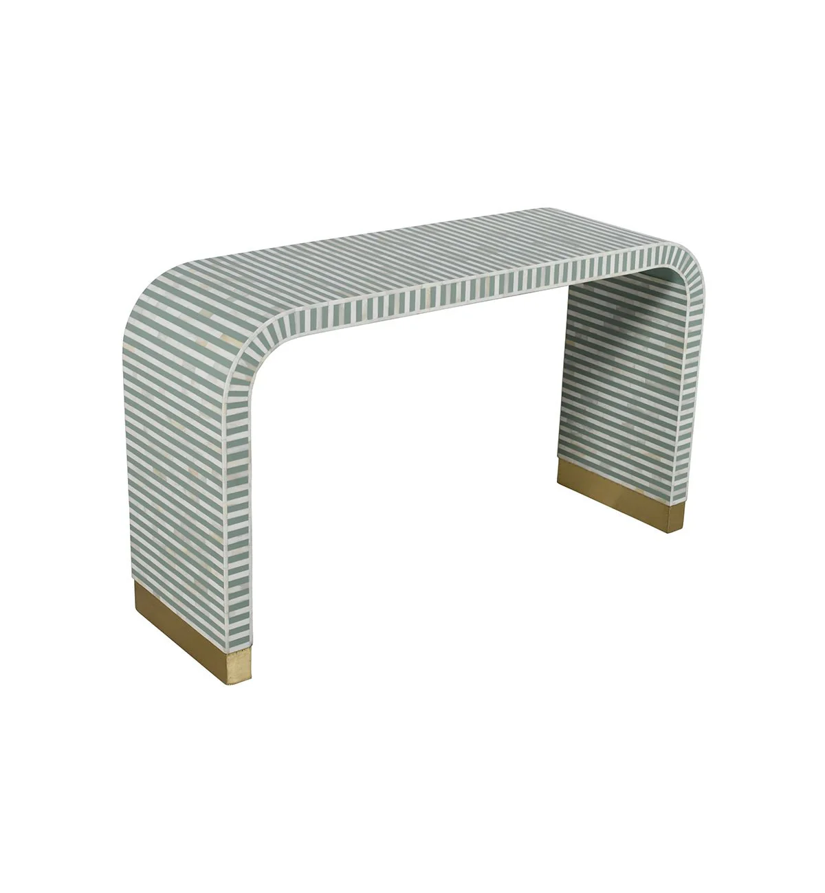 Bone Inlay Curved Console In Pistachio - Image 3