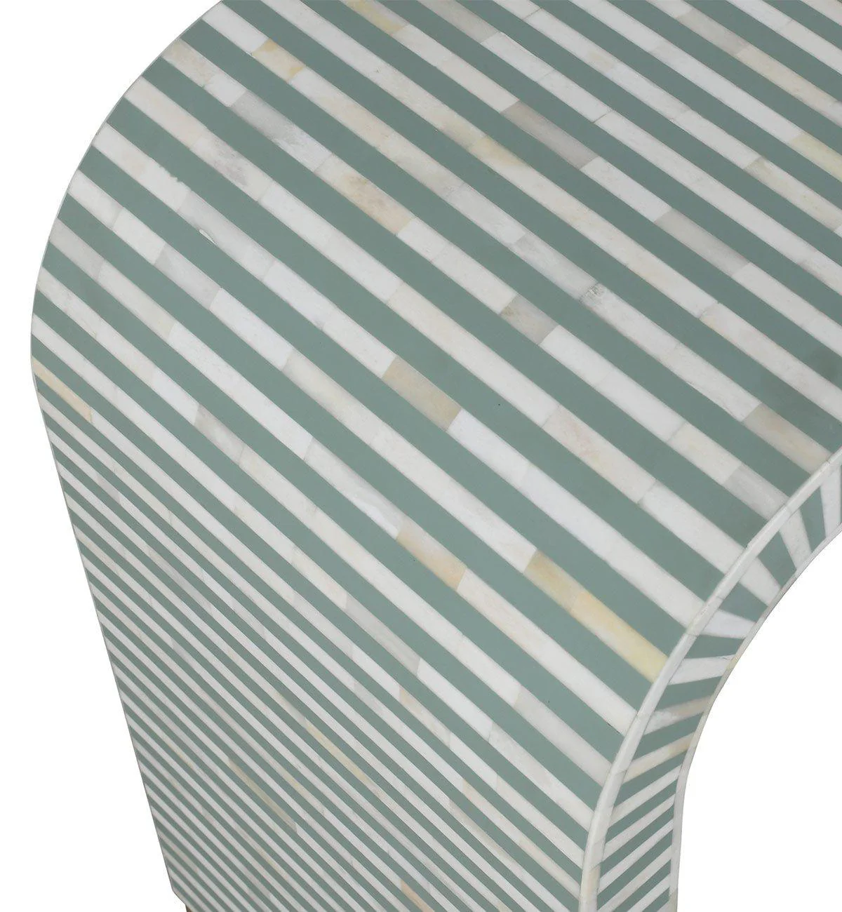 Bone Inlay Curved Console In Pistachio - Image 4