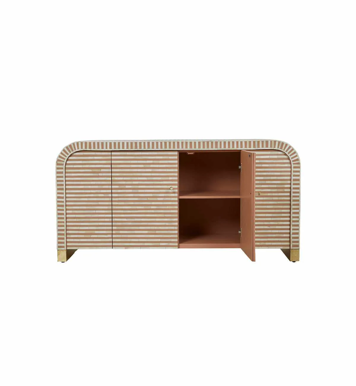 Bone Inlay Curved Sideboard In Almond - Image 11
