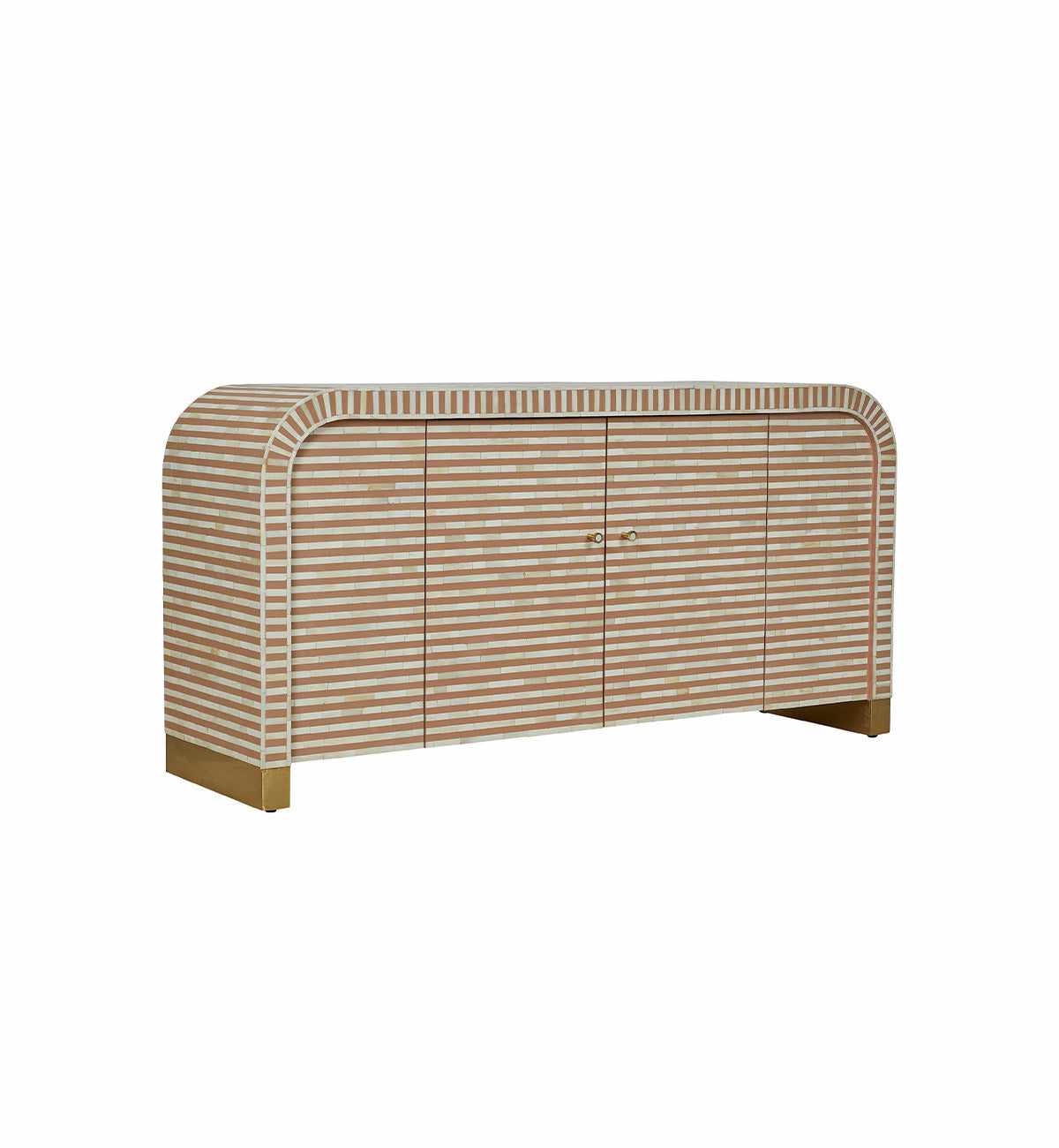 Bone Inlay Curved Sideboard In Almond - Image 12