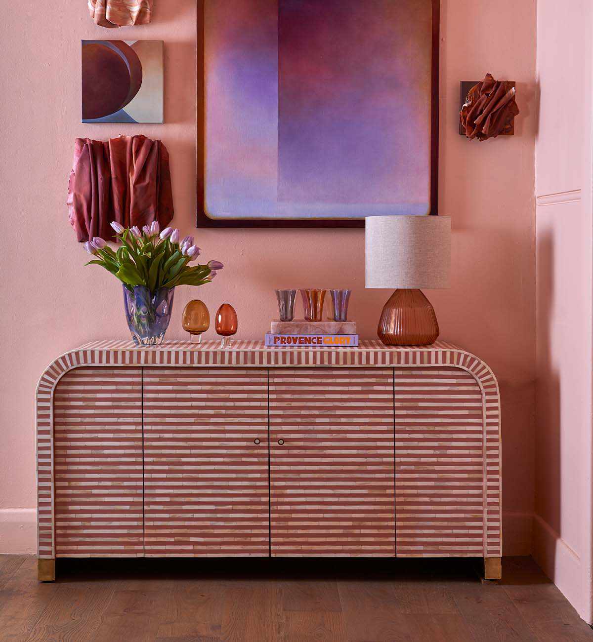Bone Inlay Curved Sideboard In Almond - Image 3