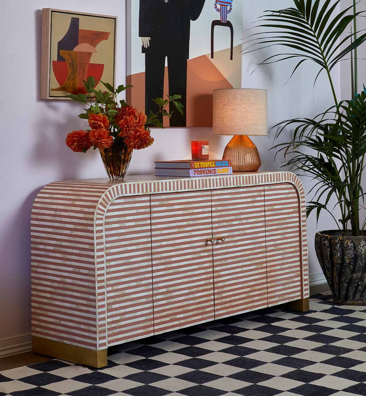 Bone Inlay Curved Sideboard In Almond - Image 5