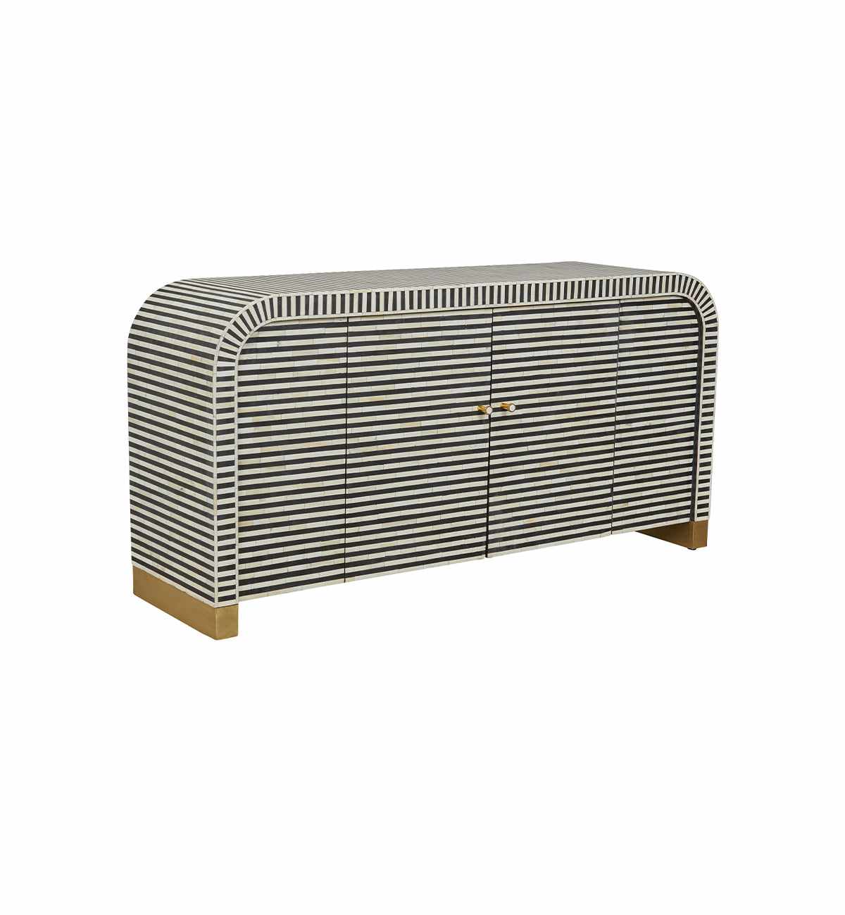 Bone Inlay Curved Sideboard In Black - Image 6