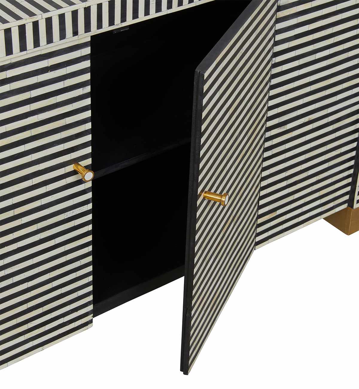 Bone Inlay Curved Sideboard In Black - Image 7