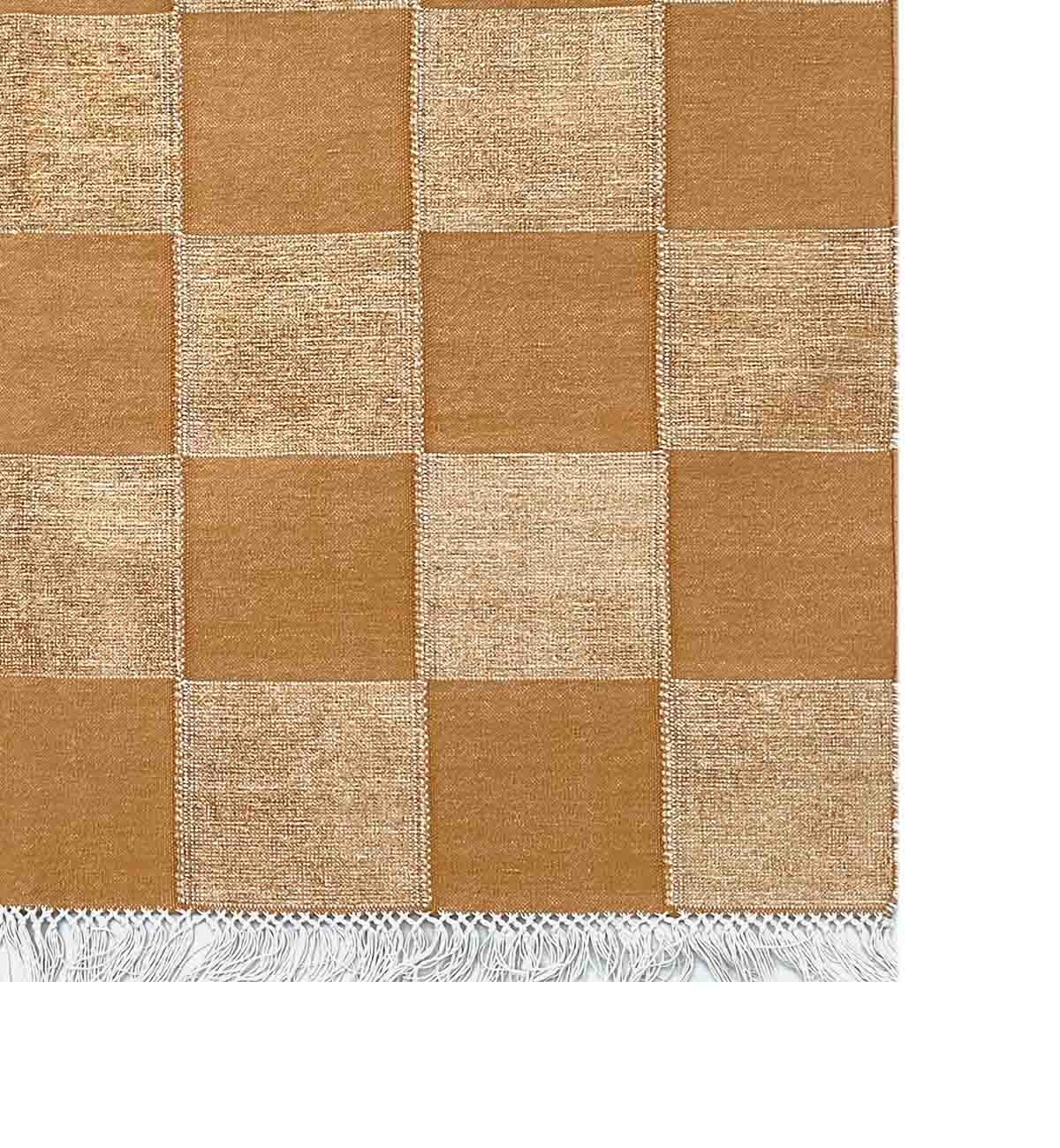 Checkerboard Dhurrie In Camel - Image 11