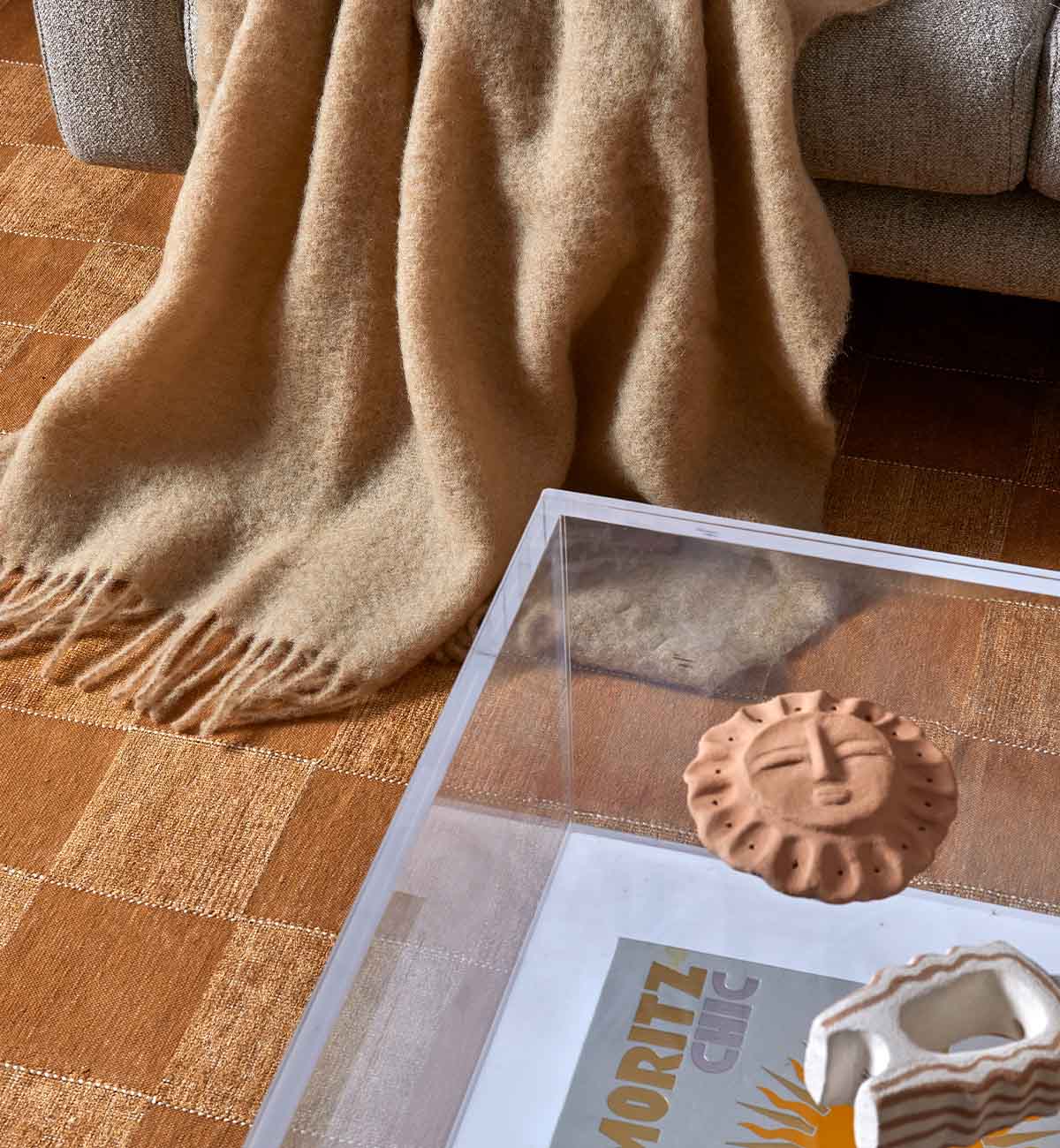 Checkerboard Dhurrie In Camel - Image 5