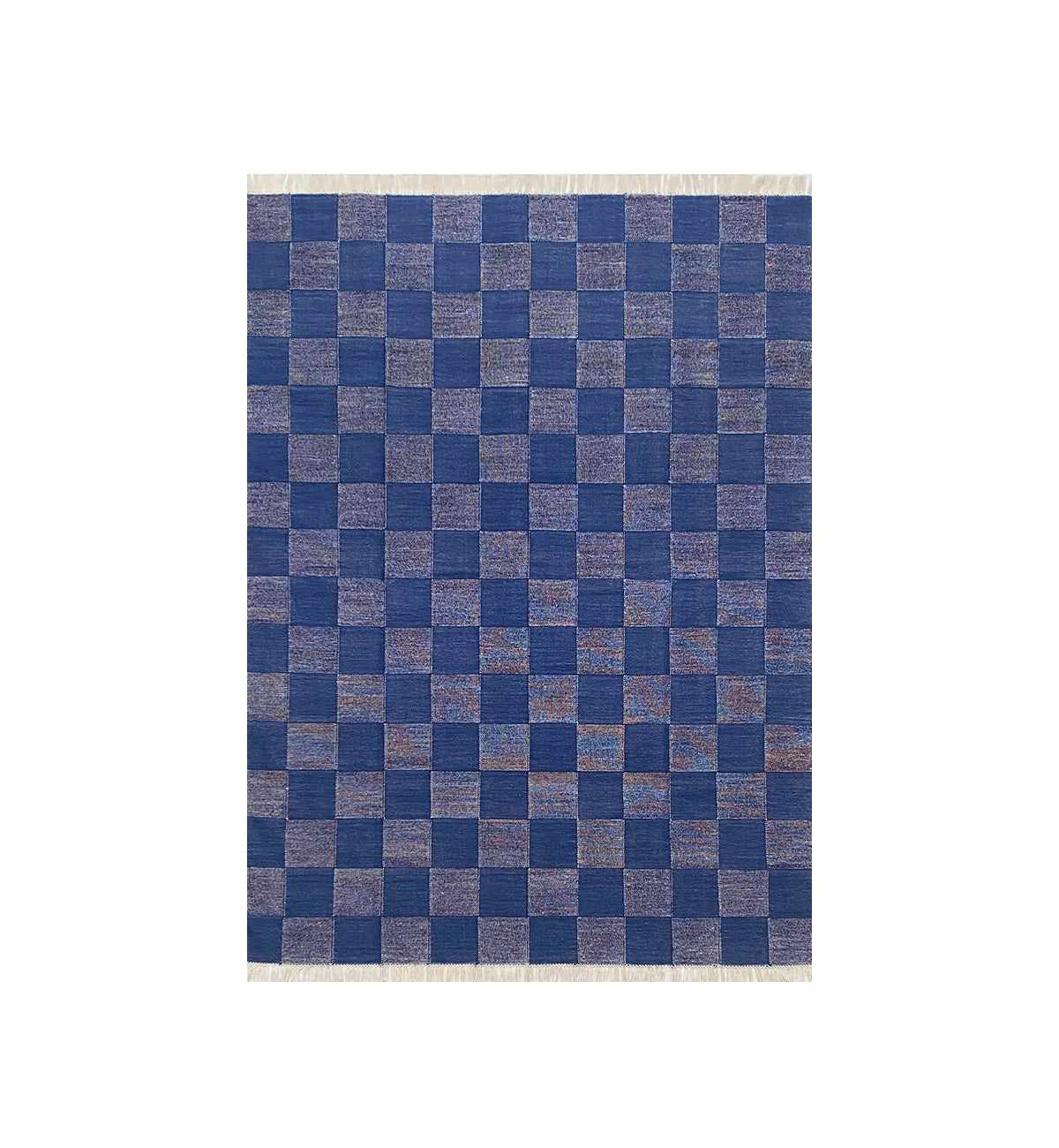 Checkerboard Dhurrie In Indigo - Image 10