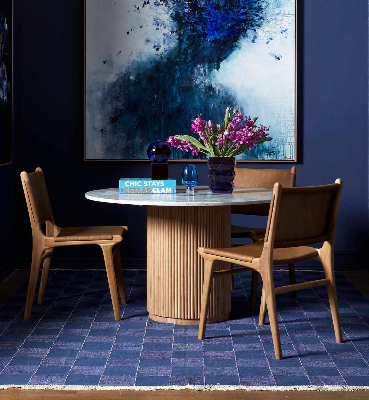 Checkerboard Dhurrie In Indigo - Image 3