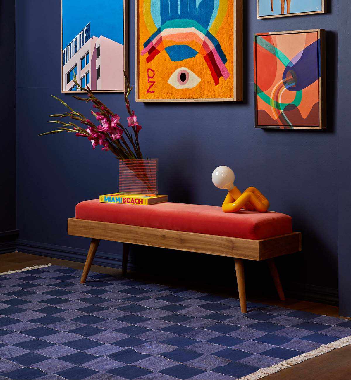 Checkerboard Dhurrie In Indigo - Image 6