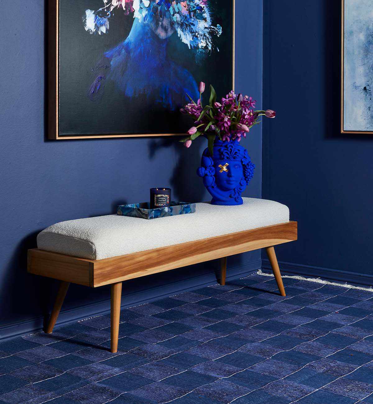 Checkerboard Dhurrie In Indigo - Image 7
