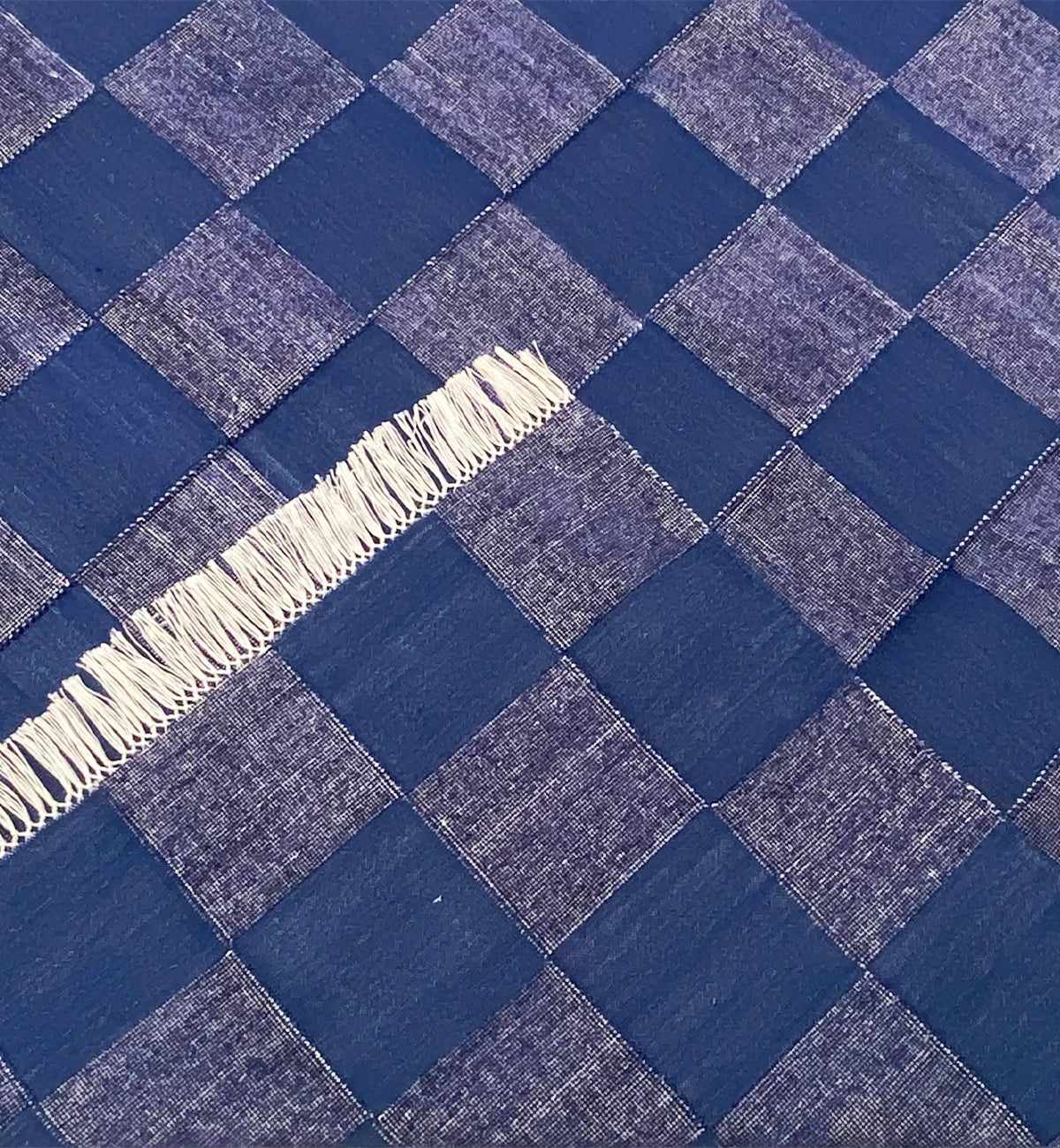 Checkerboard Dhurrie In Indigo - Image 8