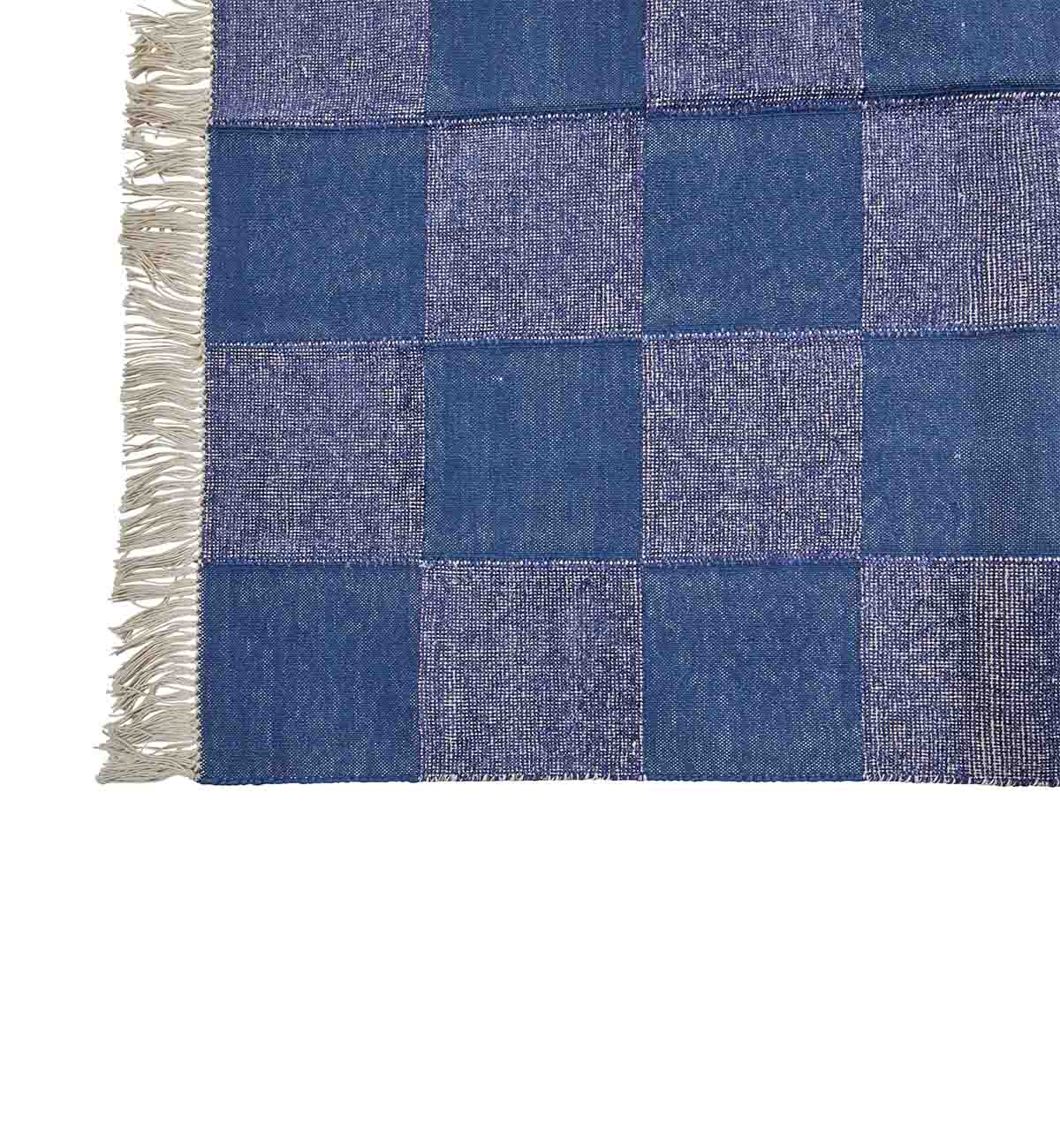 Checkerboard Dhurrie In Indigo - Image 9