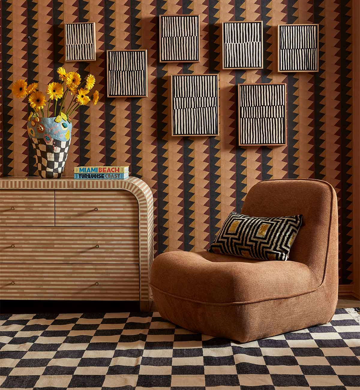 Checkerboard Dhurrie In Pepper - Image 3