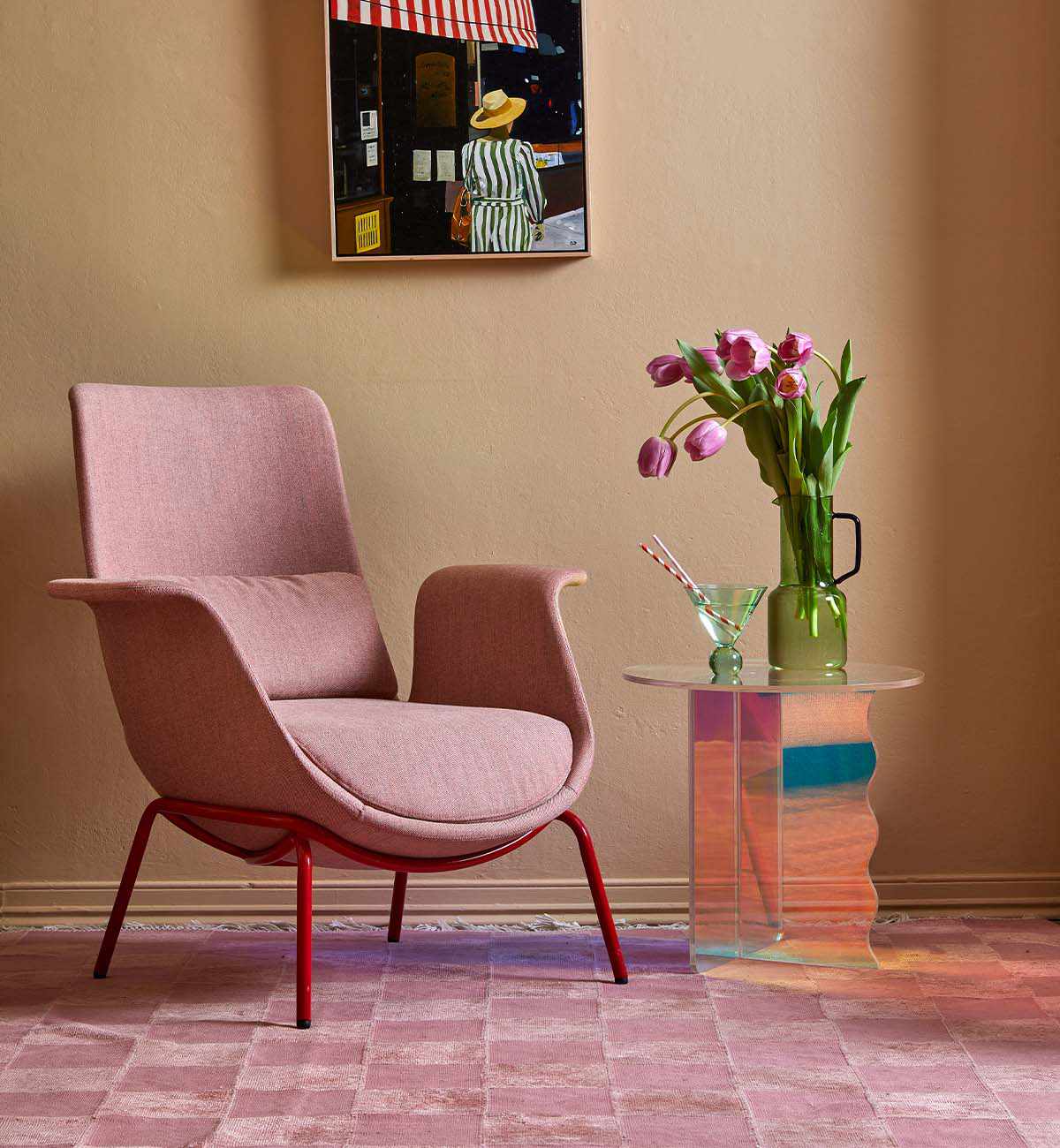 Checkerboard Dhurrie In Rose - Image 5