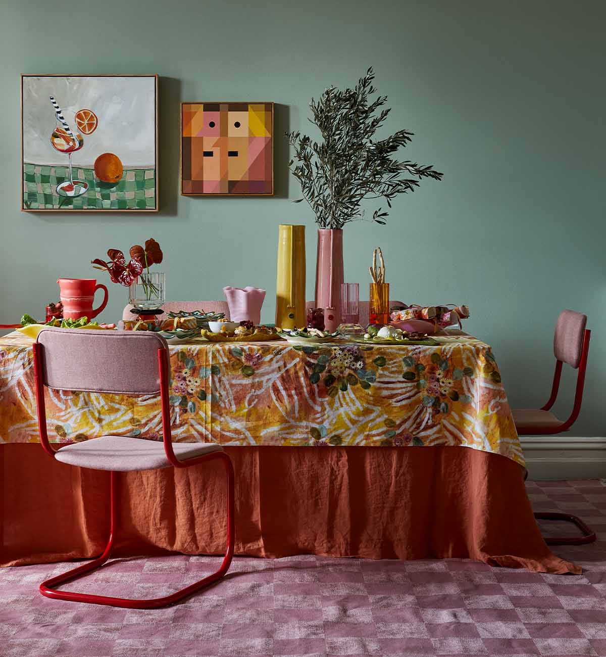 Checkerboard Dhurrie In Rose - Image 6