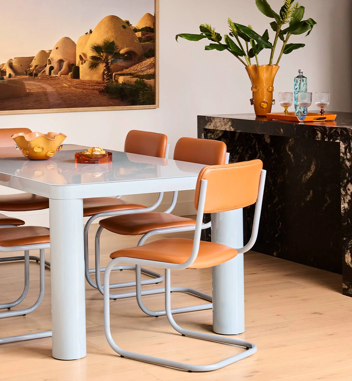 Cult Glossy Dining Table in Powder Blue - Image 5