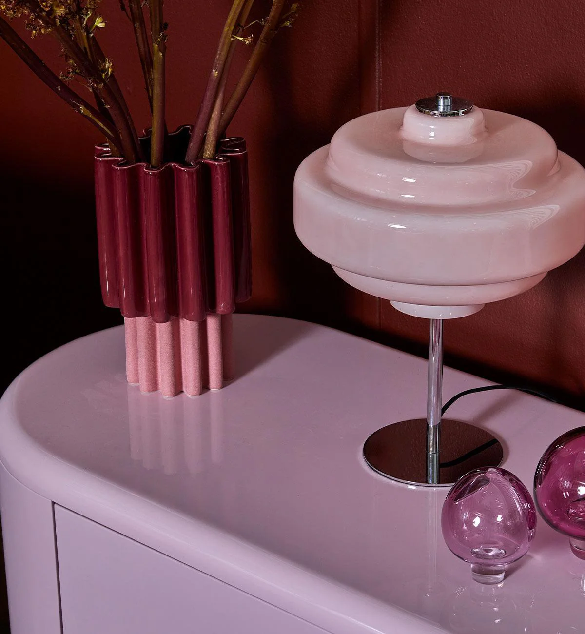 Flossy Table Lamp in Blush - Image 2
