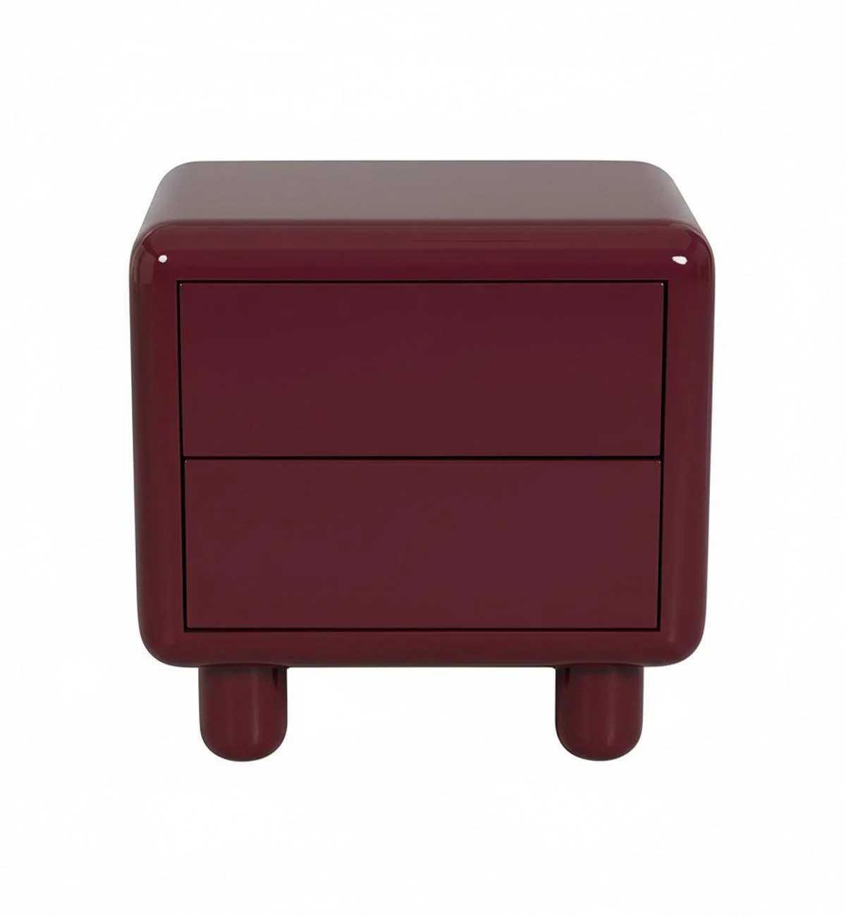 Kip Glossy Bedside Table in Burgundy