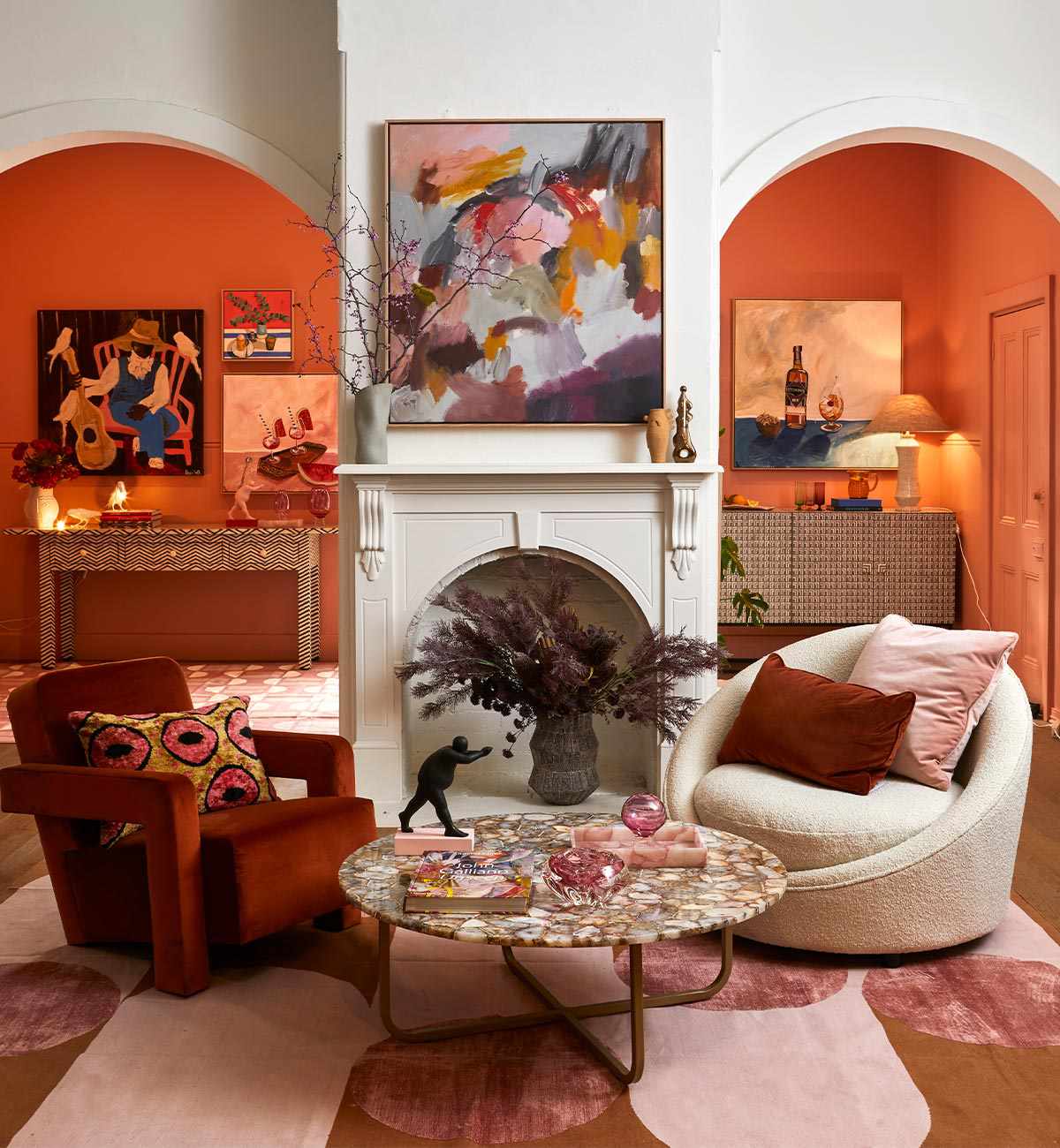 Retro Dhurrie In Rose & Mustard - Image 5