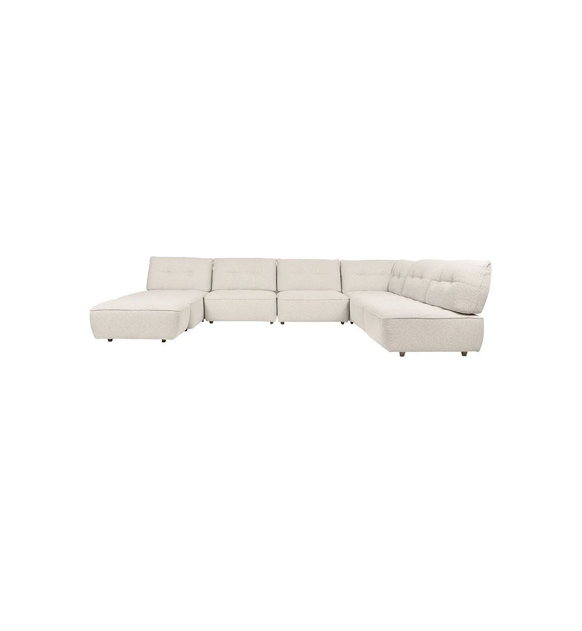 Roommate Sofa - 5 Piece L-Shape + Chaise + Ottoman In Ecru