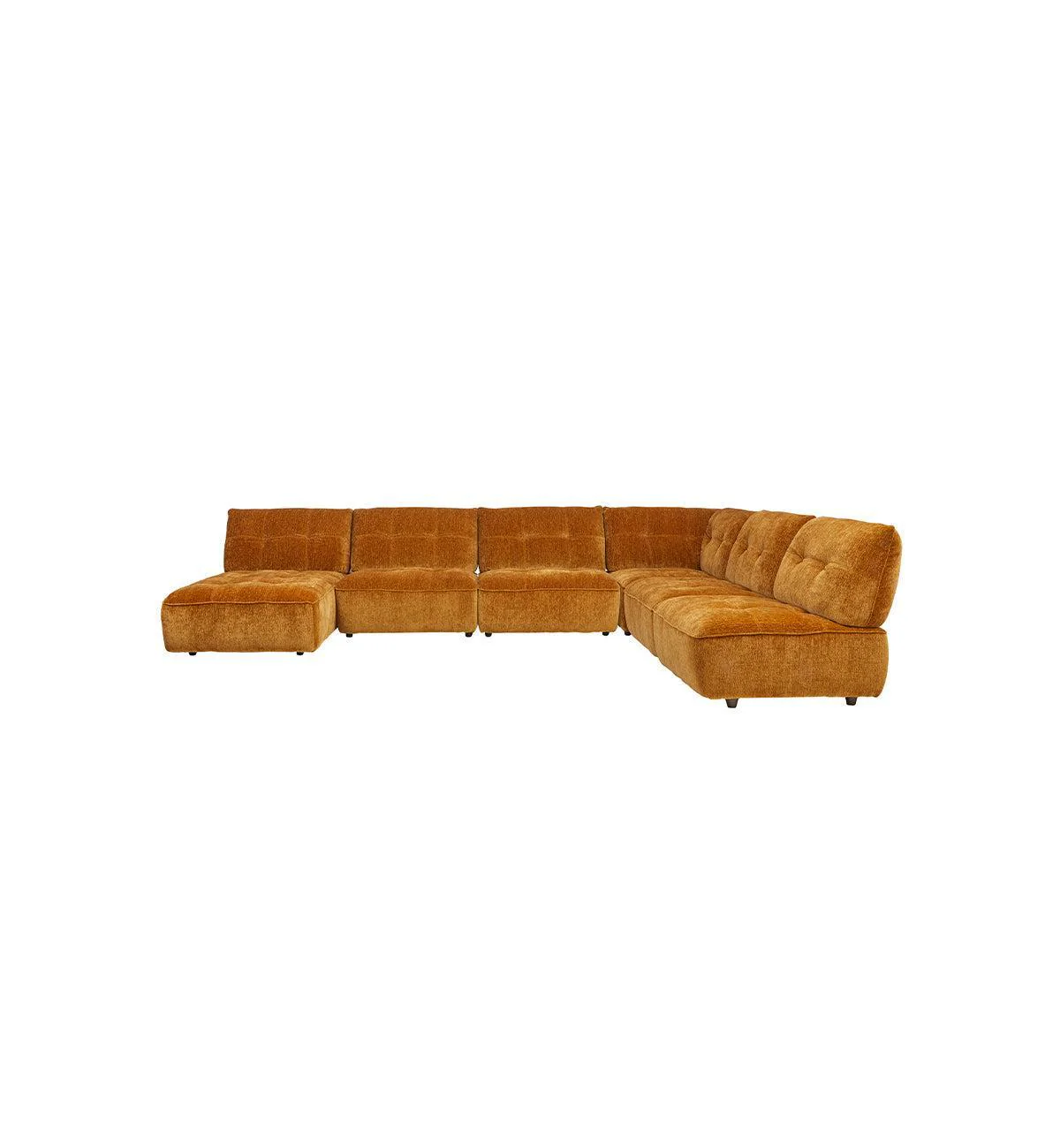 Roommate Sofa - 5 Piece L-Shape + Chaise in Honey
