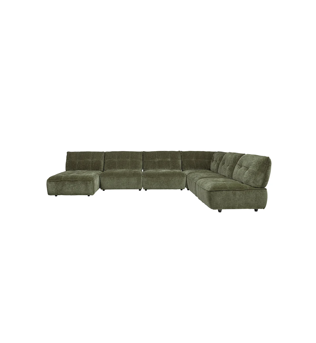 Roommate Sofa - 5 Piece L-Shape + Chaise in Moss