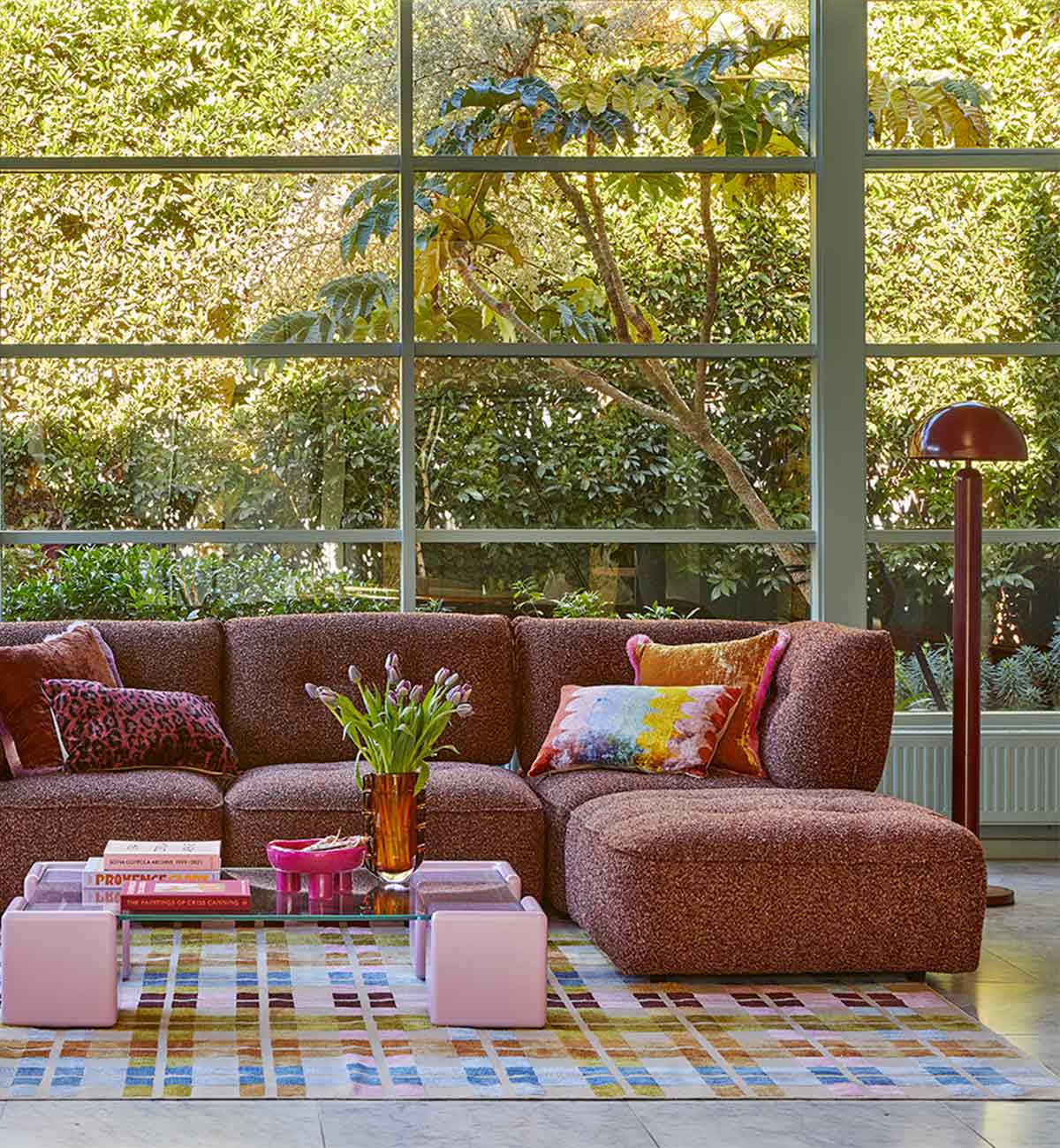 Roommate Sofa - Square Ottoman in Mulberry - Image 2