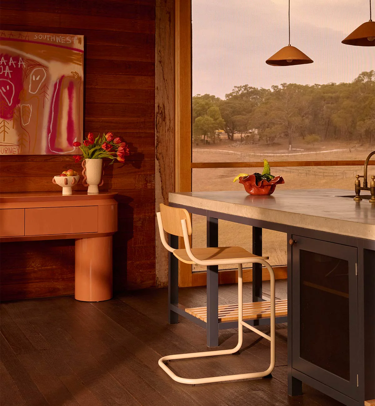 Strut Bar Stool In Ecru Veneer - Image 2