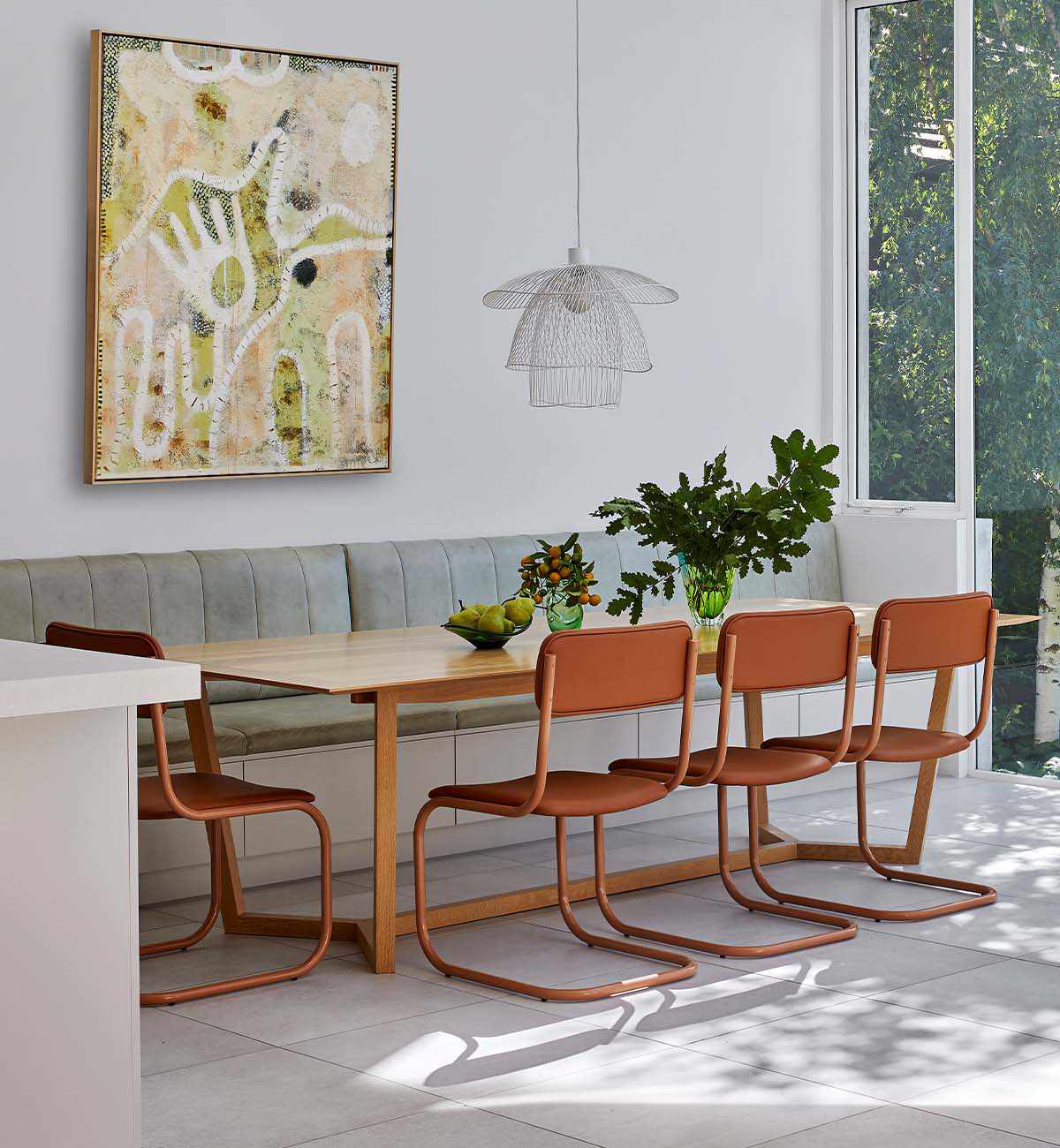 Strut Dining Chair In Tan Leather - Image 10