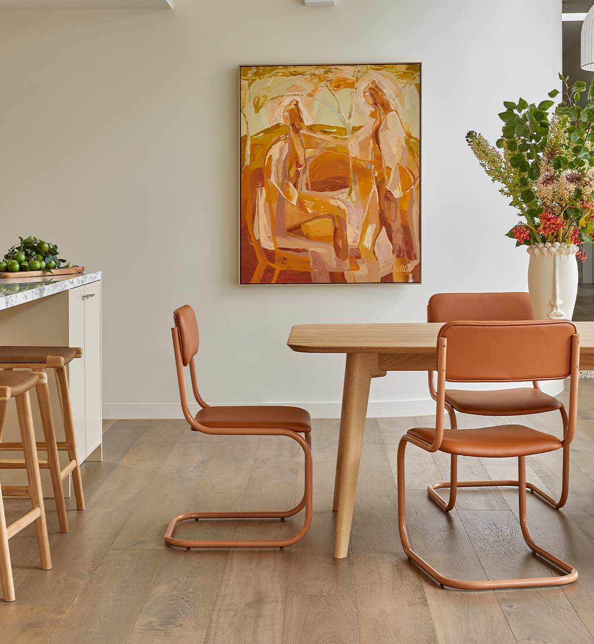 Strut Dining Chair In Tan Leather - Image 8